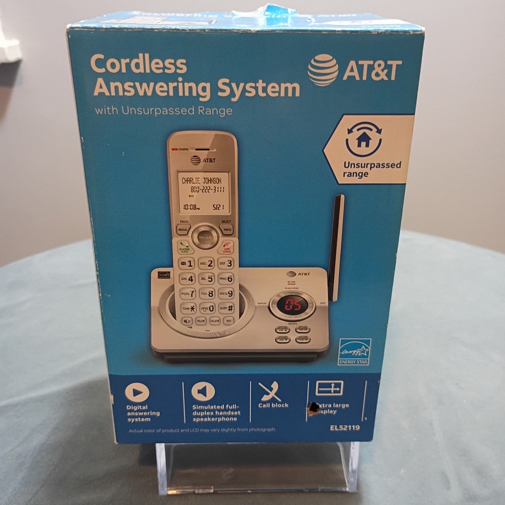 AT&T EL52119 Cordless Answering System DECT 6.0 Call Block Silver White